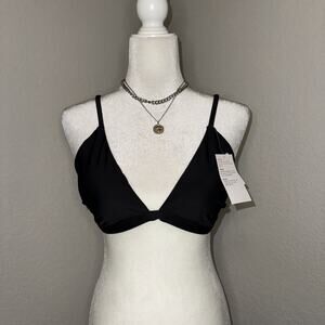 Old Navy Triangle Bikini Top Women Large Black UPF 40 Adjustable Spaghetti Strap